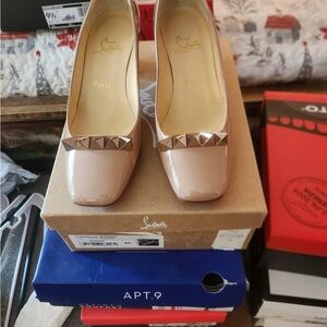 Apt. 9 Beige Heels with Pyramid Studs